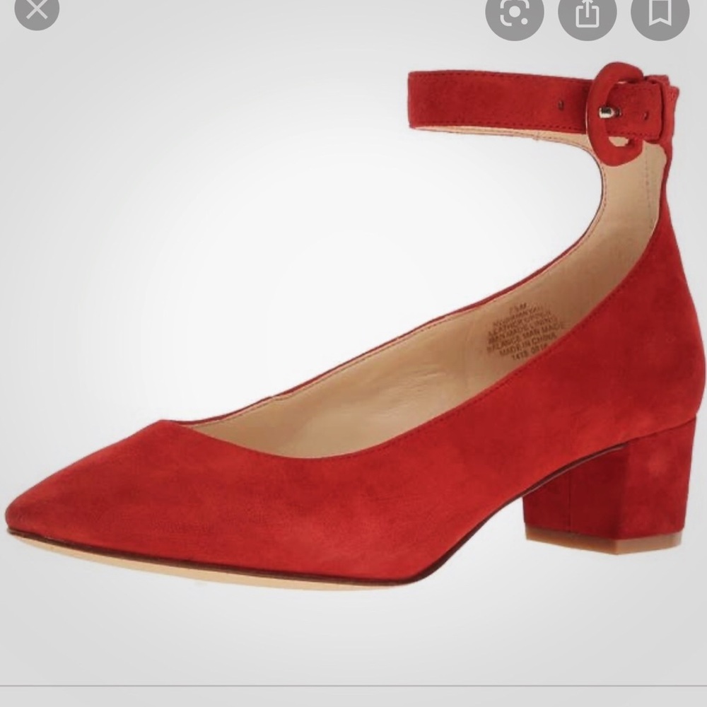 Nine West Suede Ankle Strap Block Heals Pumps